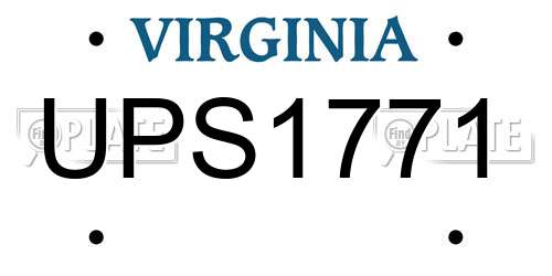 UPS1771 Virginia License Plate