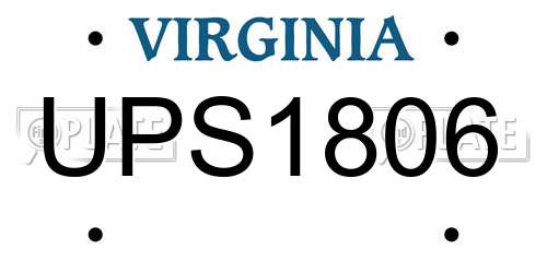 UPS1806 Virginia License Plate