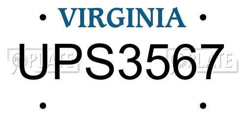 UPS3567 Virginia License Plate