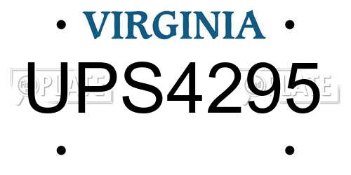 UPS4295 Virginia License Plate