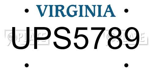UPS5789 Virginia License Plate