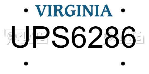 UPS6286 Virginia License Plate