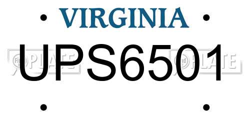 UPS6501 Virginia License Plate