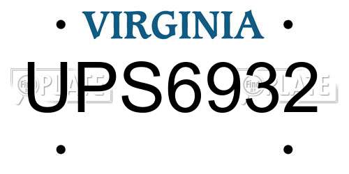 UPS6932 Virginia License Plate
