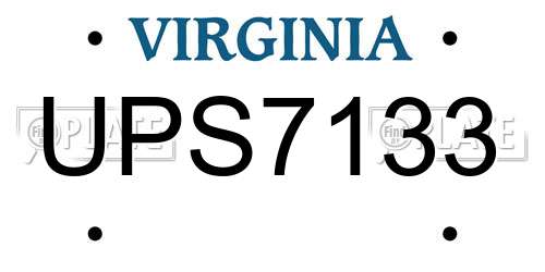 UPS7133 Virginia License Plate