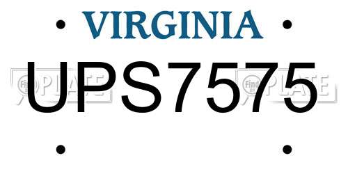 UPS7575 Virginia License Plate
