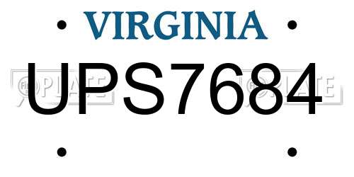 UPS7684 Virginia License Plate
