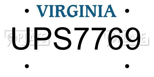 UPS7769 Virginia License Plate