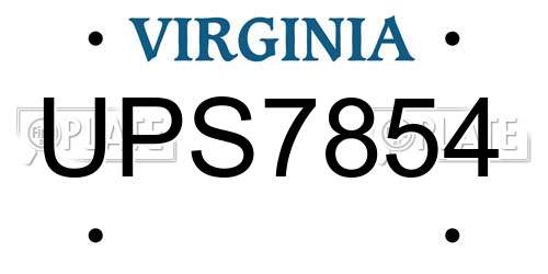 UPS7854 Virginia License Plate