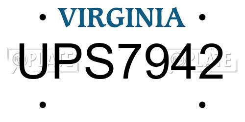 UPS7942 Virginia License Plate