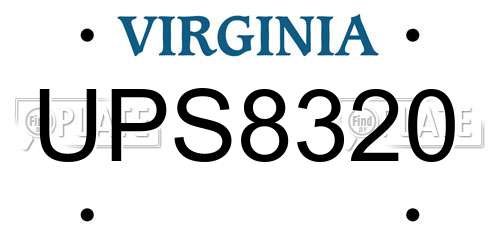 UPS8320 Virginia License Plate
