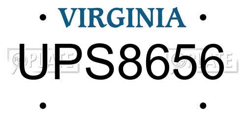 UPS8656 Virginia License Plate
