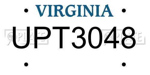 UPT3048 Virginia License Plate