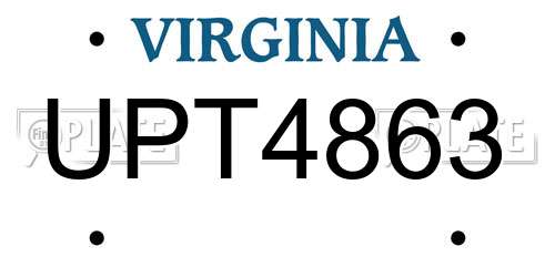 UPT4863 Virginia License Plate