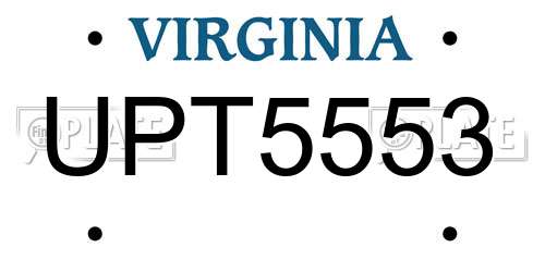 UPT5553 Virginia License Plate