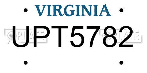 UPT5782 Virginia License Plate