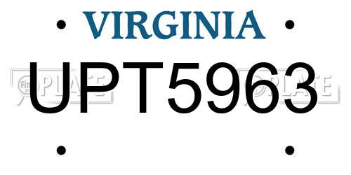 UPT5963 Virginia License Plate