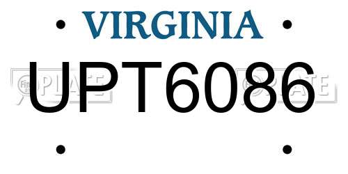 UPT6086 Virginia License Plate