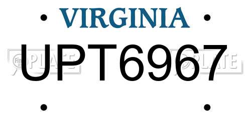 UPT6967 Virginia License Plate