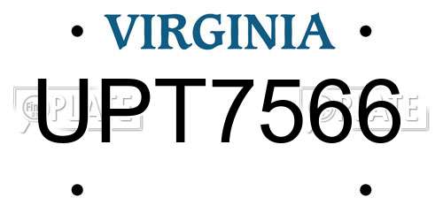 UPT7566 Virginia License Plate