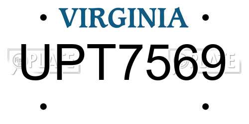 UPT7569 Virginia License Plate