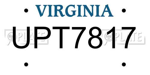 UPT7817 Virginia License Plate