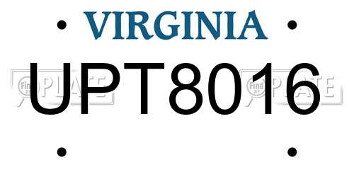 UPT8016 Virginia License Plate
