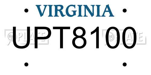 UPT8100 Virginia License Plate