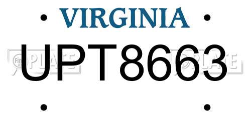 UPT8663 Virginia License Plate