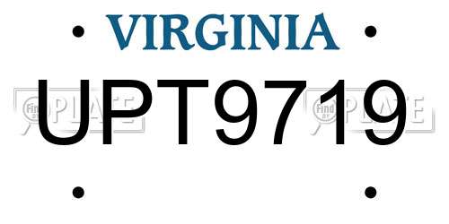 UPT9719 Virginia License Plate
