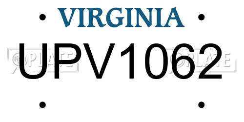 UPV1062 Virginia License Plate