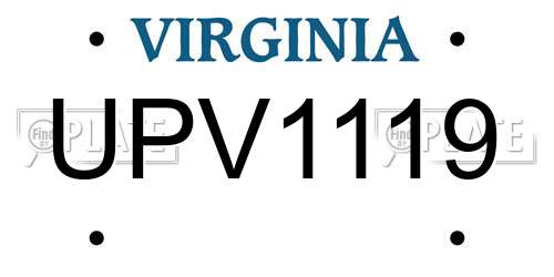 UPV1119 Virginia License Plate