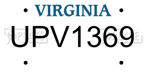 UPV1369 Virginia License Plate