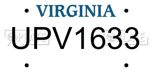 UPV1633 Virginia License Plate