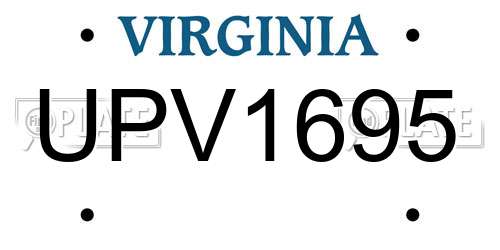 UPV1695 Virginia License Plate