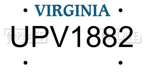 UPV1882 Virginia License Plate