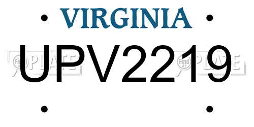 UPV2219 Virginia License Plate