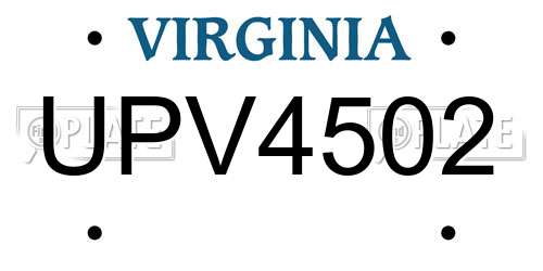 UPV4502 Virginia License Plate