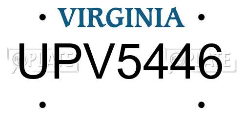 UPV5446 Virginia License Plate