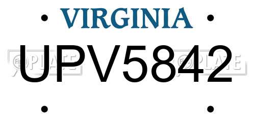 UPV5842 Virginia License Plate