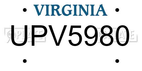 UPV5980 Virginia License Plate