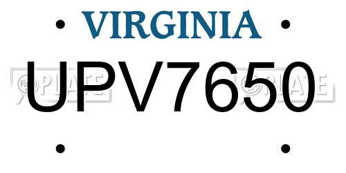 UPV7650 Virginia License Plate