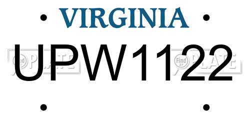 UPW1122 Virginia License Plate