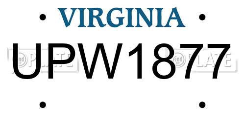 UPW1877 Virginia License Plate