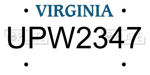 UPW2347 Virginia License Plate