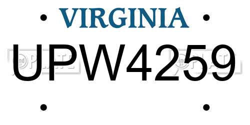 UPW4259 Virginia License Plate