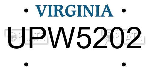 UPW5202 Virginia License Plate