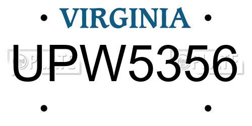UPW5356 Virginia License Plate