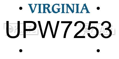 UPW7253 Virginia License Plate