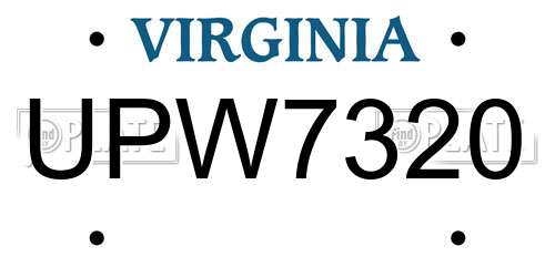 UPW7320 Virginia License Plate